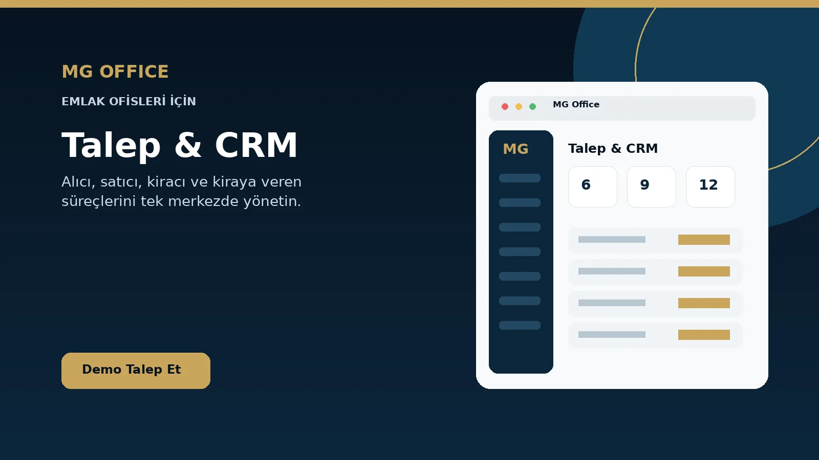Emlak CRM ve Müşteri Talep Yönetimi ekran görünümü